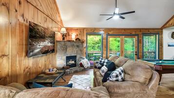 Smart TV, fireplace, video games, books