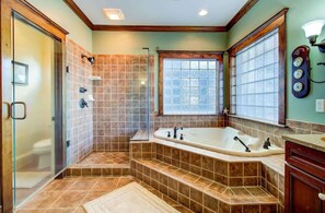 Combined shower/bathtub - Perma Grin by Carolina Getaway - Oceanfront w/ Private Pool & Hot Tub (Kure Beach)