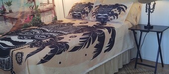 "Puna Tiki" is a Bedroom w/small bath, mini fridge & microwave