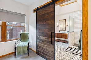 You can see here the overhead skylight, naturally lighting the master bathroom.  - Westside Warehouse-Hot Tub/GameRM/PoolTable & More (Cleveland)