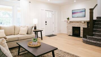 Smart TV, foosball, books, stereo