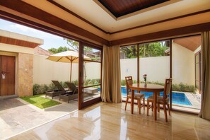One Bedroom Private Pool Villa | Living area | 42-inch LED TV with digital channels, TV