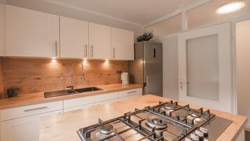Fridge, oven, stovetop, dishwasher