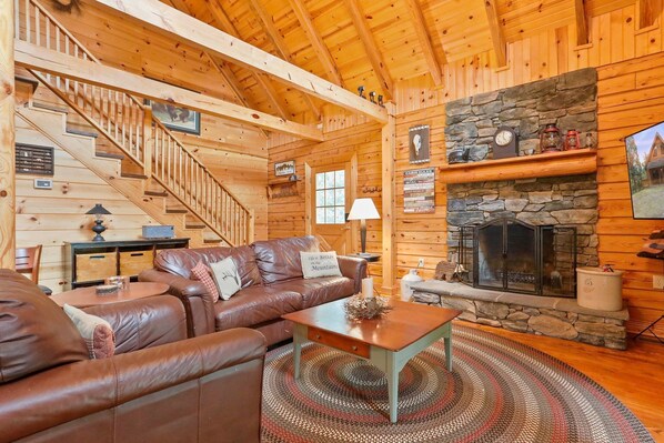 Smart TV, fireplace, video games, DVD player