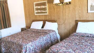 Room, 2 Double Beds, Non Smoking | Desk, laptop workspace, blackout curtains, iron/ironing board