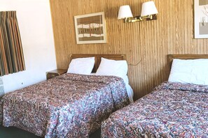 Room, 2 Double Beds, Non Smoking | Desk, laptop workspace, blackout drapes, iron/ironing board