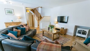 Fernseher, Kamin, DVD-Player