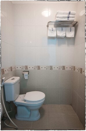 Shower, bidet, towels
