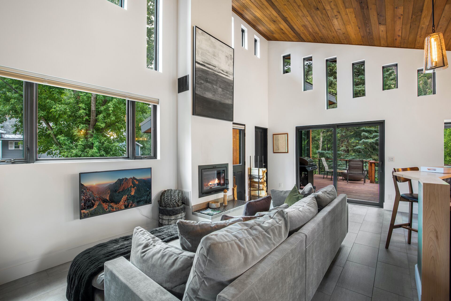 Una Smart TV, una chimenea