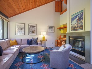 Smart TV, fireplace, DVD player, video library