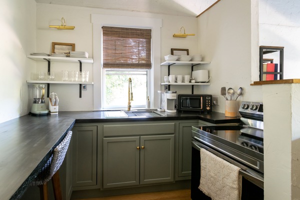 Frigorífico, microondas, horno y placa de cocina