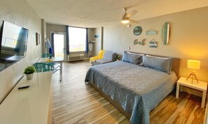 Panoramic Studio, 1 King Bed with Sofa bed, Kitchen, Ocean View | Iron/ironing board, free WiFi - Sea Dip Resort Studios (Daytona Beach)