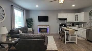 Smart TV, fireplace, printers