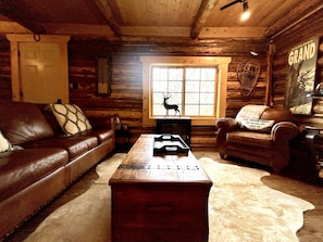 Smart TV, chimenea, reproductor de DVD y libros