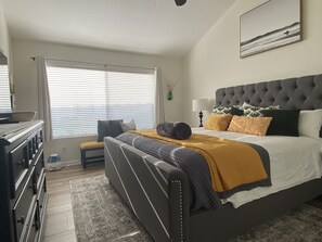 2 bedrooms, desk, iron/ironing board, travel crib