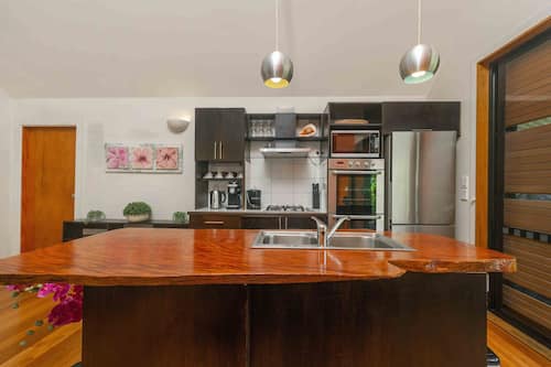 Premium Villa | Private kitchen | Full-sized fridge, microwave, oven, stovetop