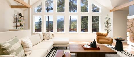 Smart TV, chimenea, futbolito y libros