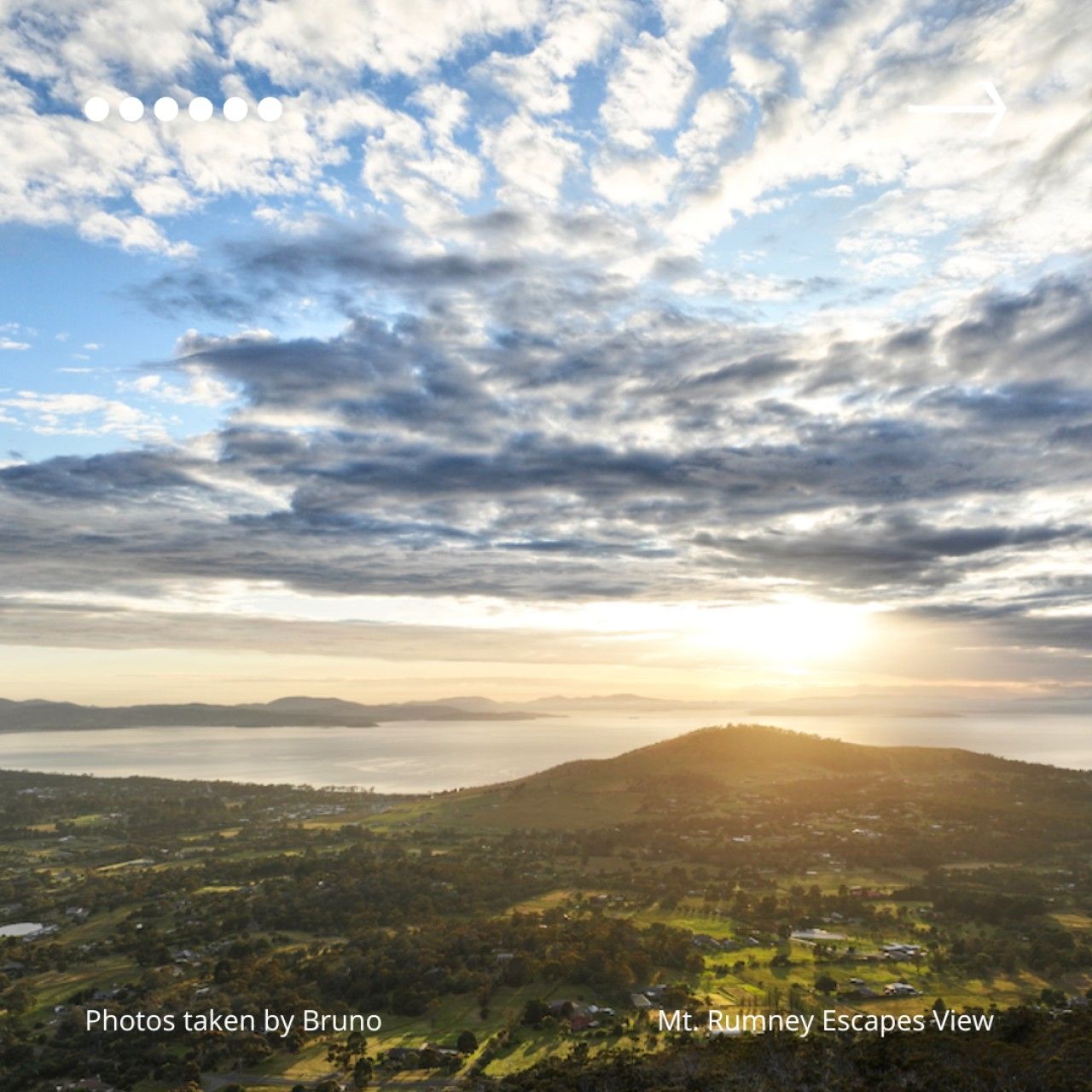 Stunning panoramic views across Hobart and the surrounding countryside.