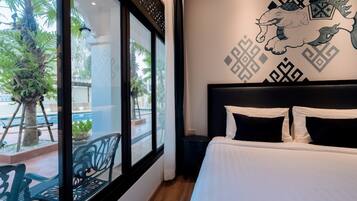 Standard Double Room, Pool View | In-room safe, free WiFi, bed sheets