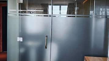 Shower, free toiletries, hair dryer, slippers