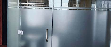 Shower, free toiletries, hair dryer, slippers