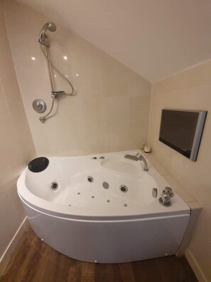 Ensemble douche/baignoire, sèche-cheveux, bidet, serviettes fournies