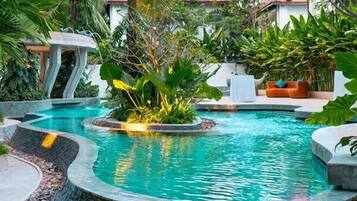 Outdoor pool, open 7:00 AM to 10:30 PM, free pool cabanas