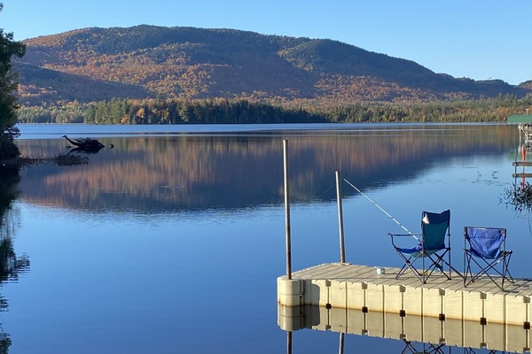 Steps outside the door. Gorgeous mountains with peak foliage
