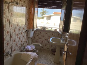 Chuveiro/banheira combinados, secador de cabelo, bidê, toalhas de banho