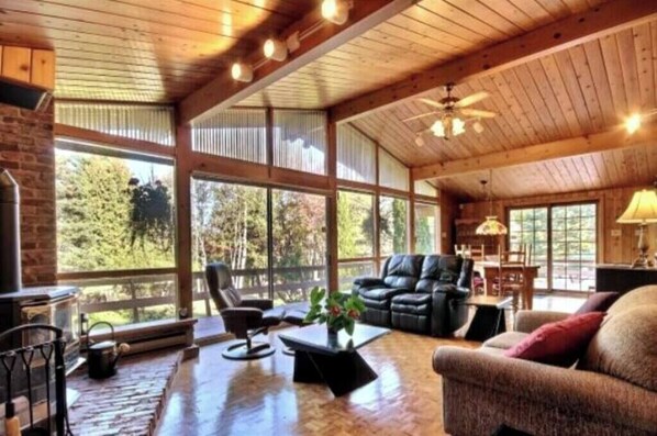 Televisor, llar de foc, futbolí i estèreo 