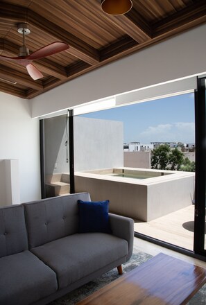 Luxury Apartment, 2 Bedrooms, Private Pool, Courtyard View | Living area | 43-inch flat-screen TV with digital channels, TV - Kiin Tulum (Tulum)