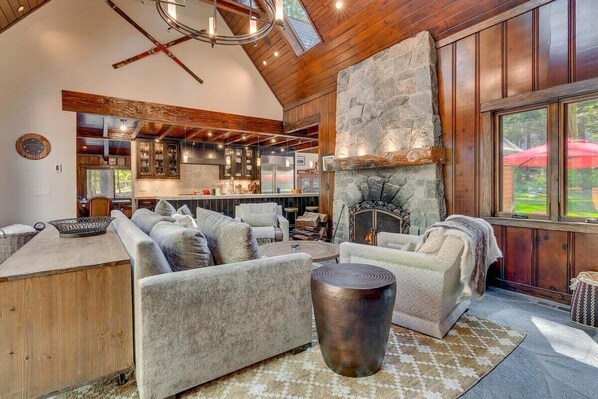 Smart TV, fireplace, video games, books