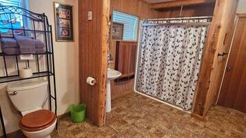 Ducha, secador de pelo, toallas y jabón