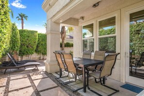 Outdoor dining - Affordable Desert Getaway w/ Private Pool + Hot Tub! (La Quinta)