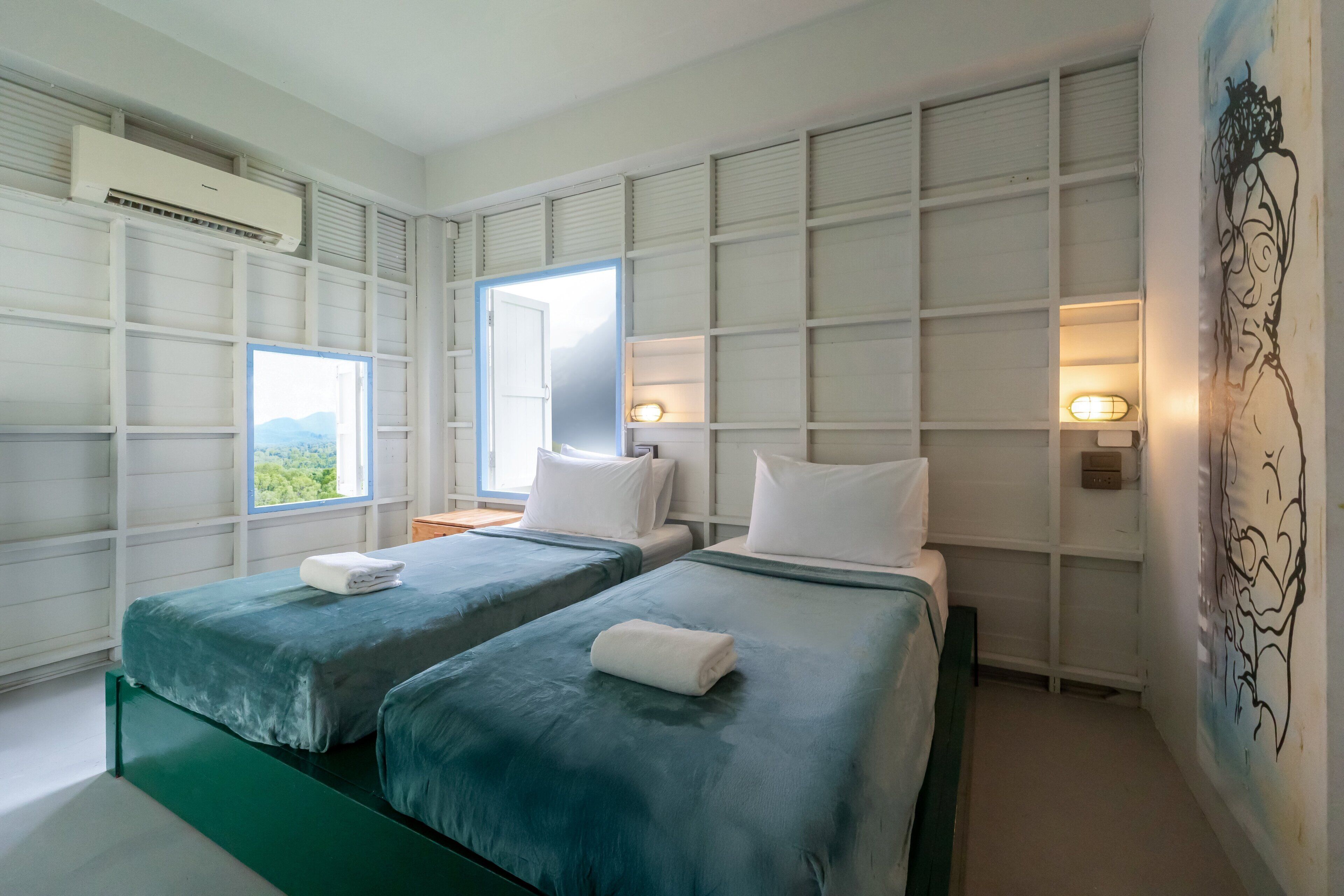 Chambre Standard avec lits jumeaux, 2 lits une place, salle de bains privée