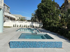 Outdoor pool - Shore Thing - Pool & Heated Spa, Gorgeous home, one short block from the beach! (St. Augustine)
