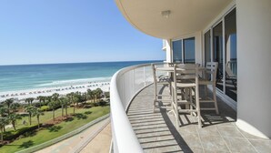 A balcony with a view of the beach and ocean. - Serene Relaxation with Semi-Private Elevator at St. Maarten (Destin)