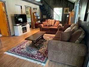 Smart TV, DVD player, books, video library