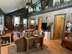 Smart TV, DVD player, books, video library