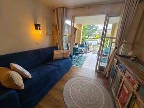 TV, foosball, table tennis, books