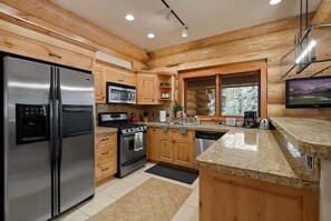 Fridge, microwave, oven, stovetop - Grand Alpine Lodge, Ski In/Out, Hot Tub, Sleeps 20 (Whitefish)