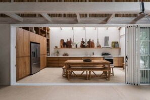 Fridge, microwave, oven, stovetop - Beachfront Designer Villa Steps to the Beach • Private Pool (Puntarenas Santa Teresa)
