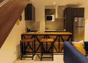 Kühlschrank, Mikrowelle, Herdplatte, Geschirrspüler