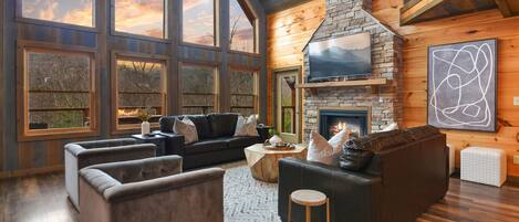 TV, lareira, videogames, DVD player