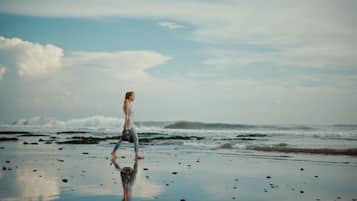 Private beach, black sand