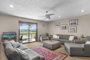 Smart TV, fireplace, table tennis, books