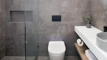 Shower, free toiletries, hair dryer, bathrobes