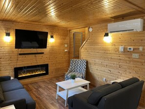 Smart-tv, pejs, bøger, stereoanlæg