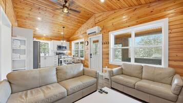 Smart TV, fireplace, stereo