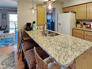 Fridge, microwave, oven, dishwasher